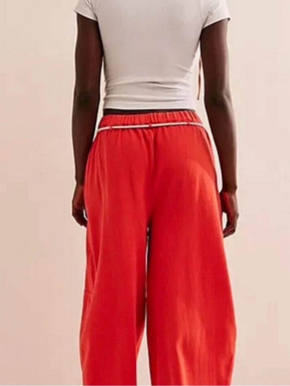 Free People Wide-Leg Drawstring Pants in Red - Picture 2 of 7